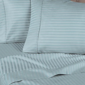 Superior 300 Thread Count Premium Egyptian Cotton Stripe Sheet Set - Light Blue