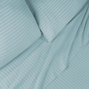 Superior 300 Thread Count Premium Egyptian Cotton Stripe Sheet Set - Light Blue