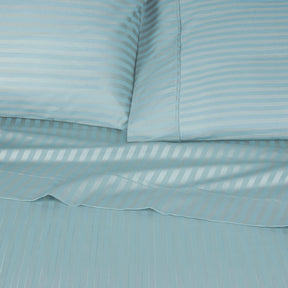 Superior 300 Thread Count Premium Egyptian Cotton Stripe Sheet Set - Light Blue