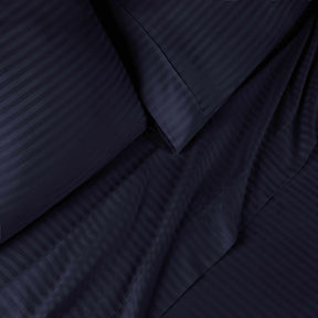 Superior 300 Thread-Count Premium Egyptian Cotton Stripe Sheet Set - Navy Blue