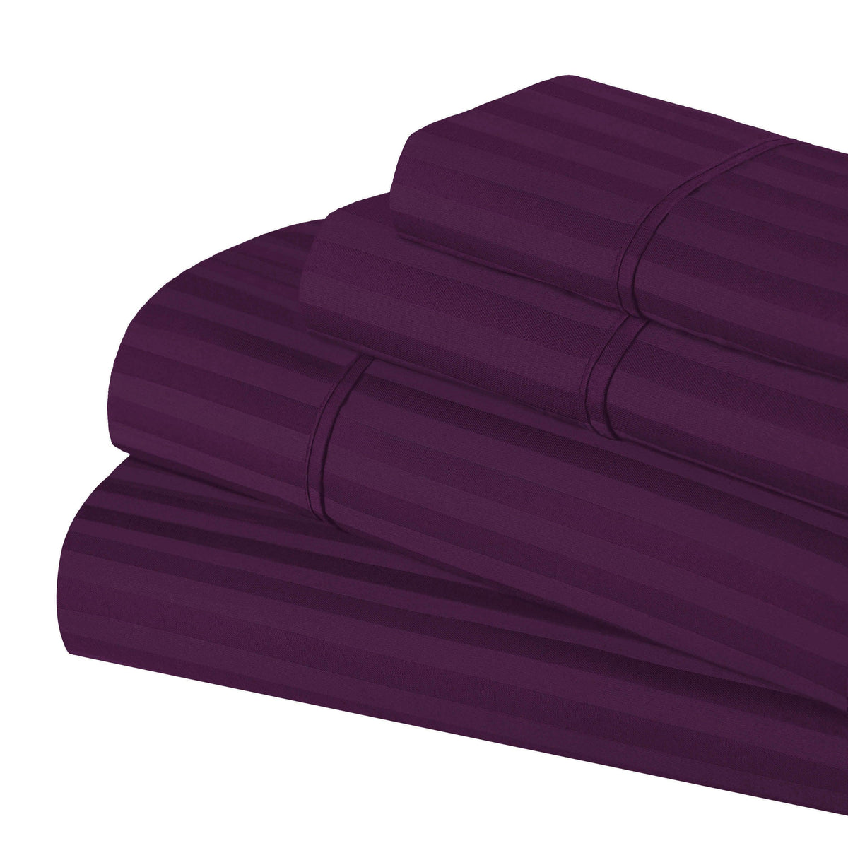 Superior 300 Thread Count Premium Egyptian Cotton Stripe Sheet Set - Plum