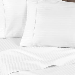 Superior 300 Thread-Count Premium Egyptian Cotton Stripe Sheet Set - White