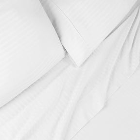 Superior 300 Thread Count Premium Egyptian Cotton Stripe Sheet Set - White