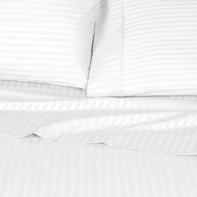 Superior 300 Thread Count Premium Egyptian Cotton Stripe Sheet Set - White