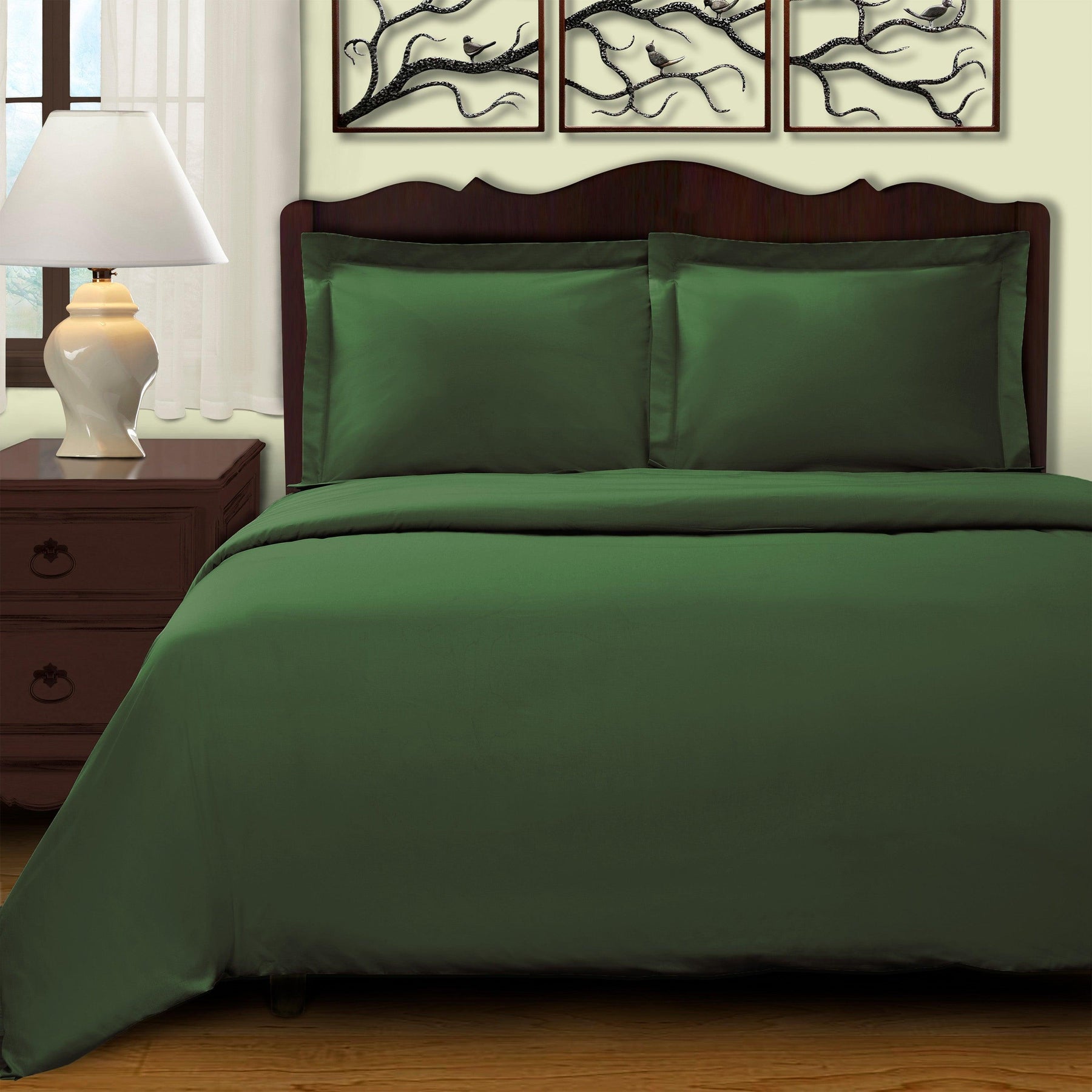  Superior Egyptian Cotton 400 Thread Count Solid Duvet Cover Set -  Hunter Green
