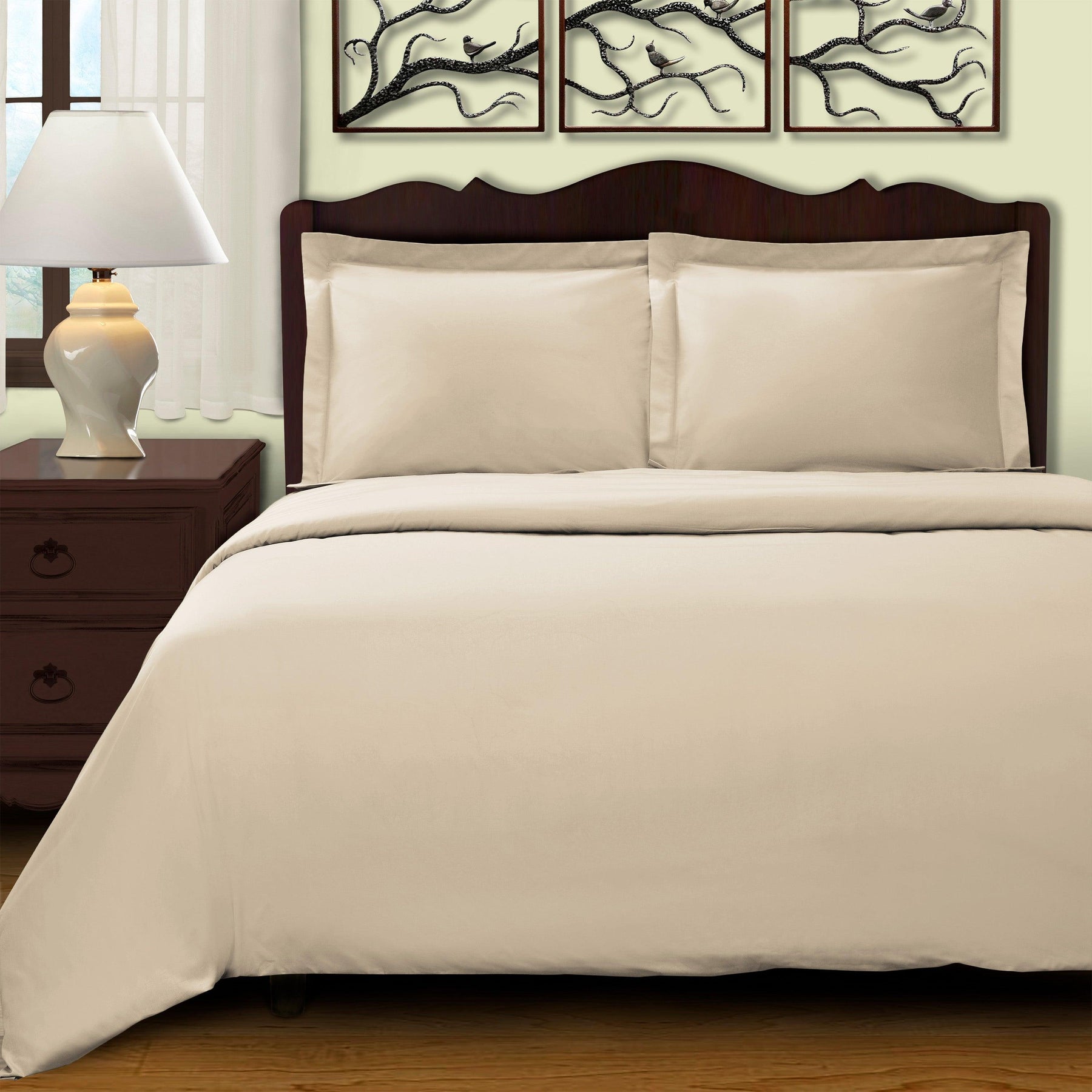  Superior Egyptian Cotton 400 Thread Count Solid Duvet Cover Set - Ivory