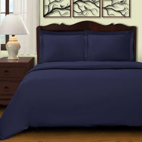  Superior Egyptian Cotton 400 Thread Count Solid Duvet Cover Set -  Navy Blue