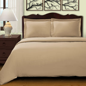  Superior Egyptian Cotton 400 Thread Count Solid Duvet Cover Set - Tan