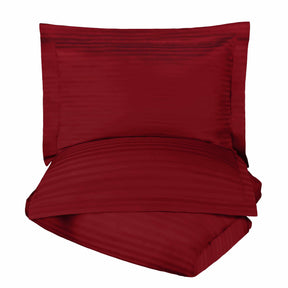 Superior 400 Thread Count Lightweight Stripe Egyptian Cotton Duvet Cover Set - Burgundy