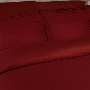 Superior 400 Thread Count Lightweight Stripe Egyptian Cotton Duvet Cover Set - Burgundy