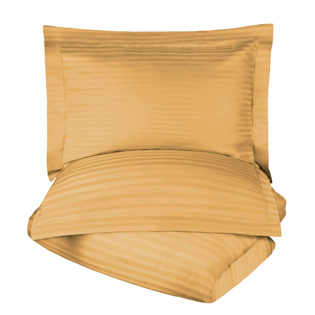 Superior 400 Thread Count Lightweight Stripe Egyptian Cotton Duvet Cover Set - Gold