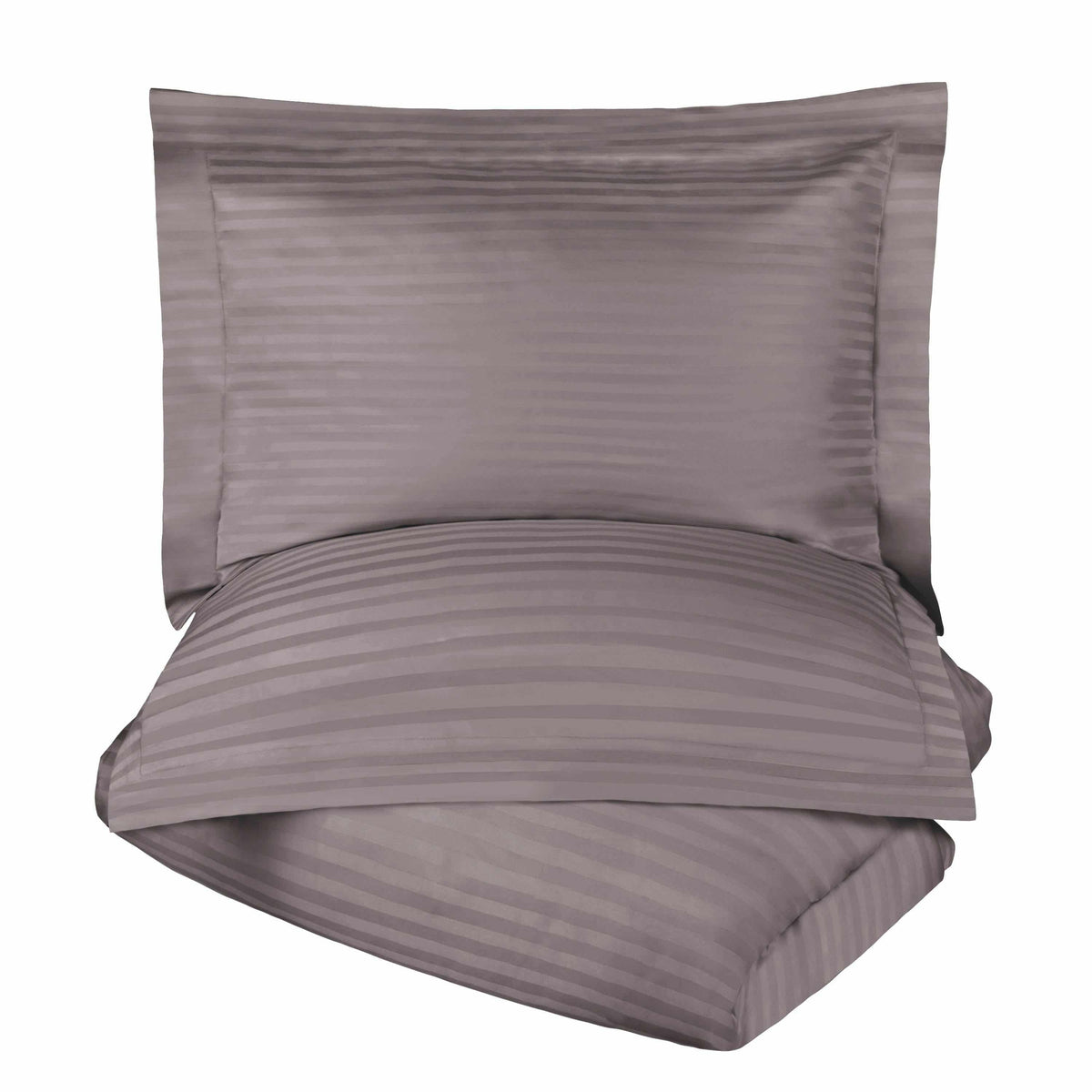 Superior 400 Thread Count Lightweight Stripe Egyptian Cotton Duvet Cover Set - Grey