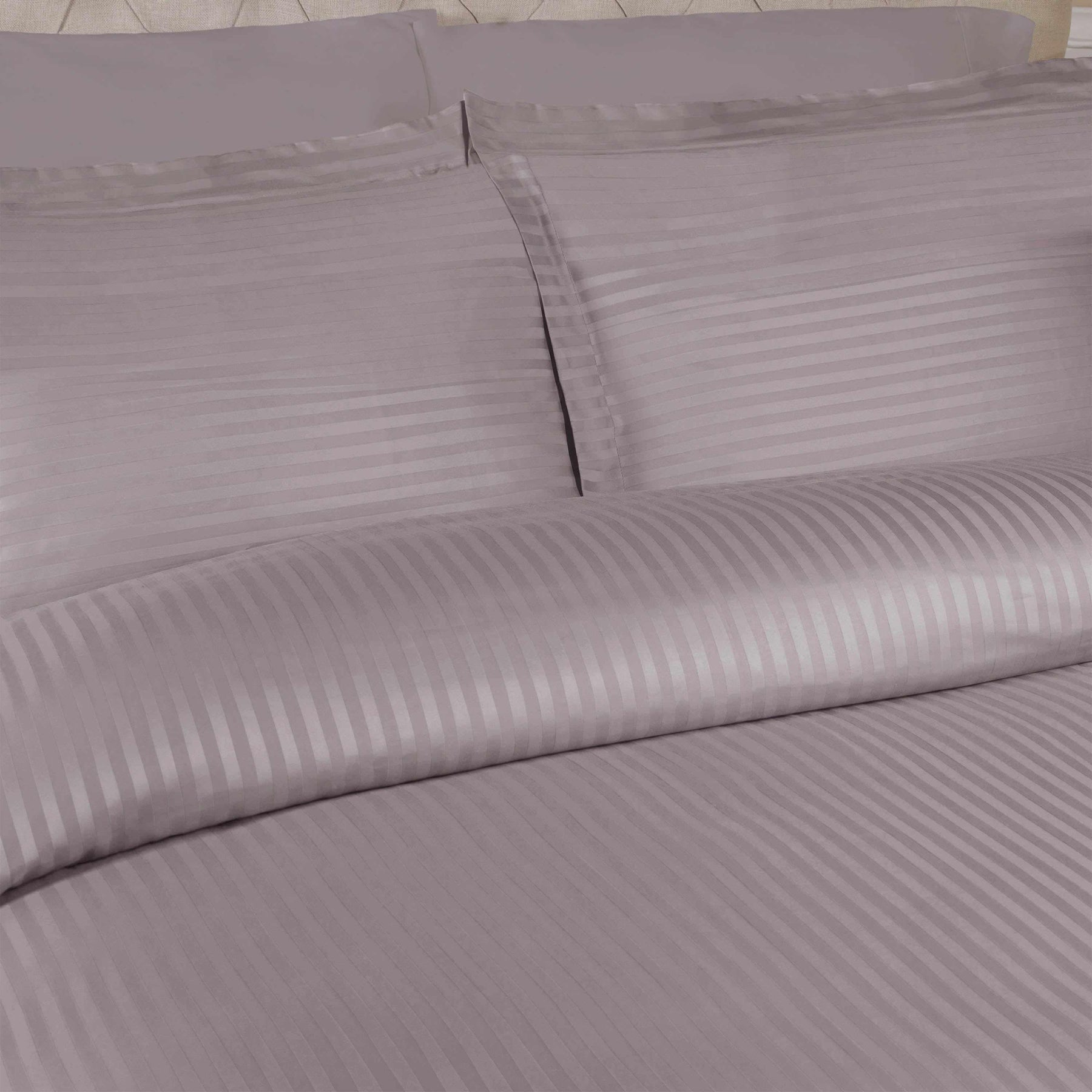 Superior 400 Thread Count Lightweight Stripe Egyptian Cotton Duvet Cover Set - Grey