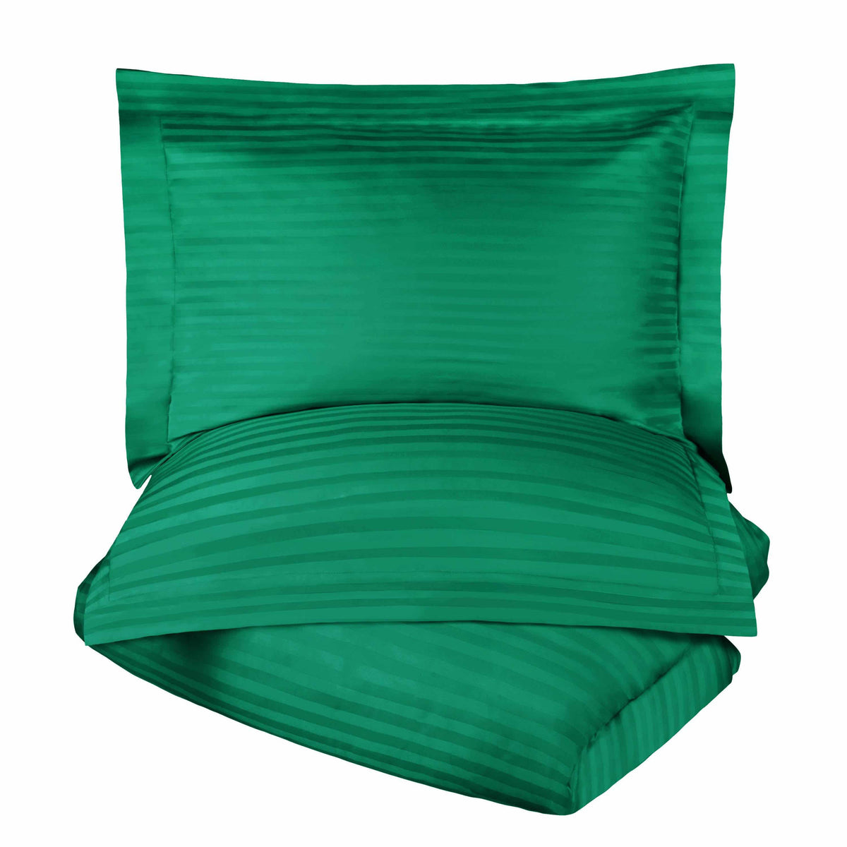 Superior 400 Thread Count Lightweight Stripe Egyptian Cotton Duvet Cover Set - Hunter Green 