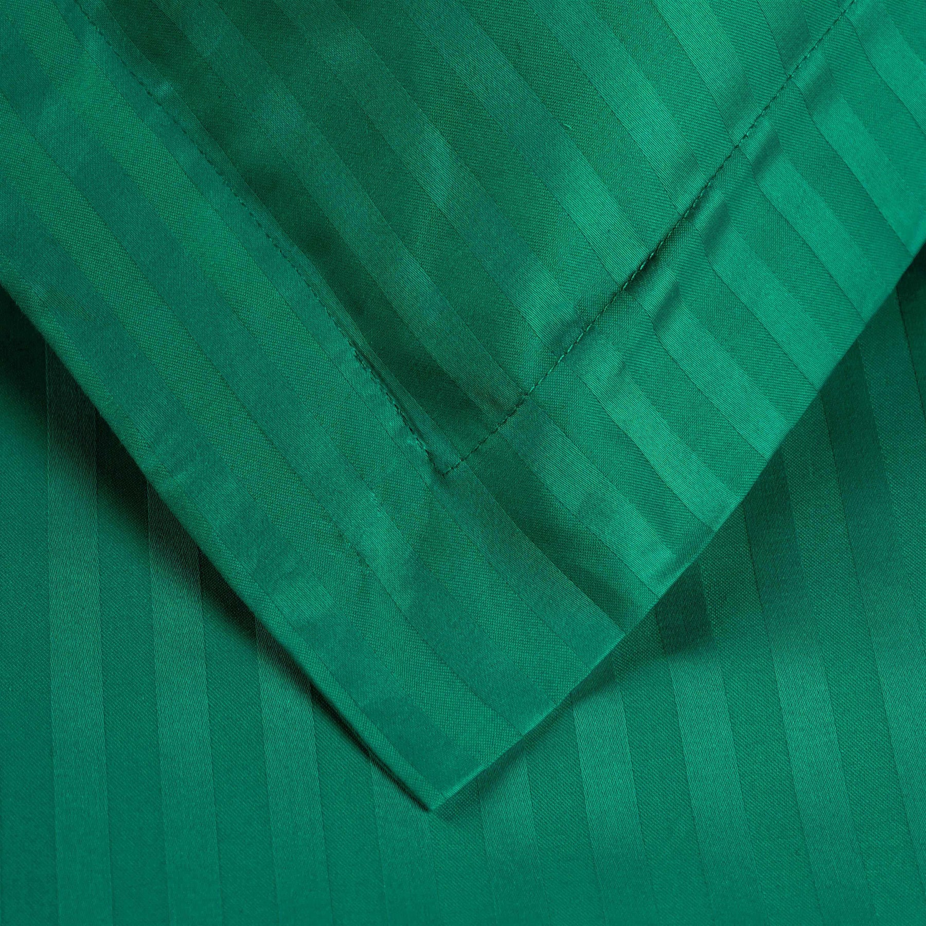 Superior 400 Thread Count Lightweight Stripe Egyptian Cotton Duvet Cover Set - Hunter Green 