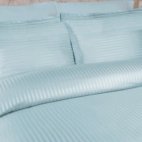 Superior 400 Thread Count Lightweight Stripe Egyptian Cotton Duvet Cover Set - Light Blue