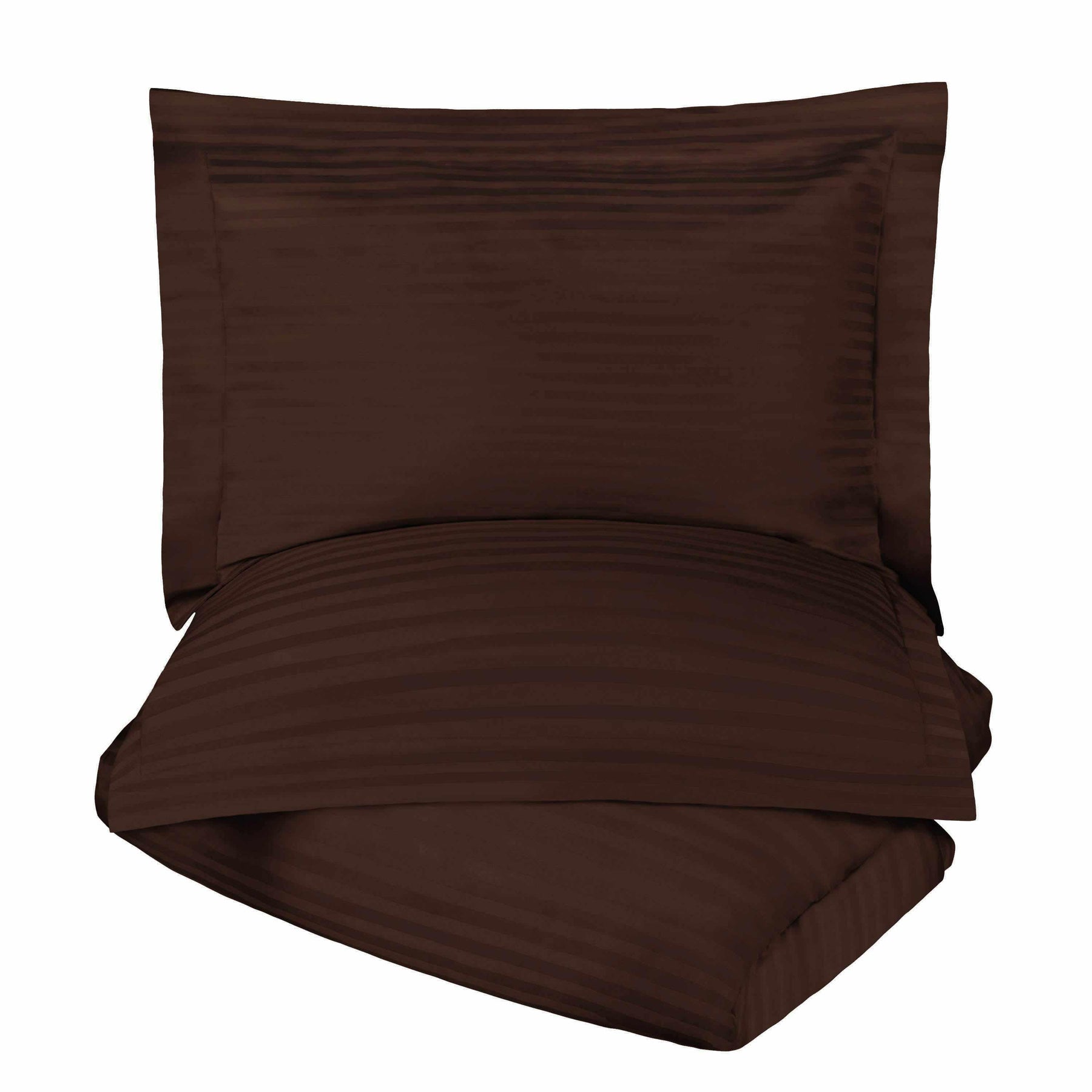 Superior 400 Thread Count Lightweight Stripe Egyptian Cotton Duvet Cover Set - Mocha