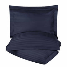 Superior 400 Thread Count Lightweight Stripe Egyptian Cotton Duvet Cover Set - Navy Blue