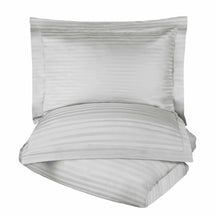 Superior 400 Thread Count Lightweight Stripe Egyptian Cotton Duvet Cover Set - Platinum