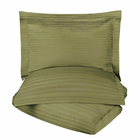Superior 400 Thread Count Lightweight Stripe Egyptian Cotton Duvet Cover Set - Sage