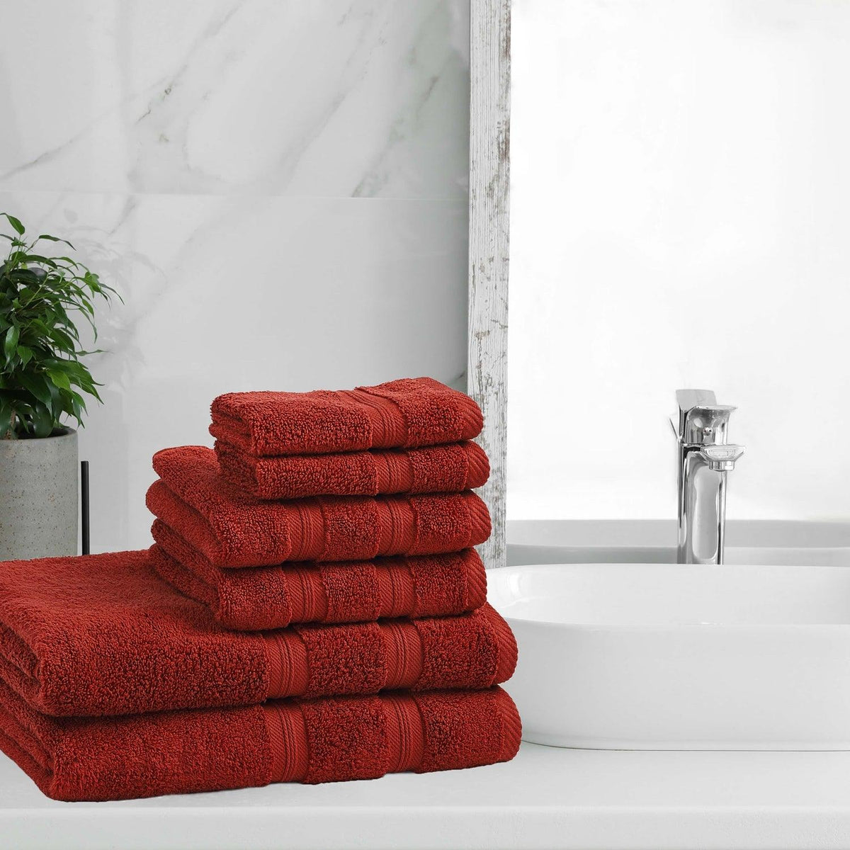 Highly Absorbent Zero-Twist Combed Cotton 6-Piece Towel Set-Towel Set by Superior-Home City Inc
