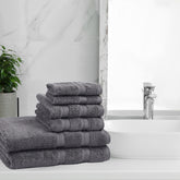 Superior Smart Dry Zero Twist Cotton 6-Piece Assorted Towel Set - grey