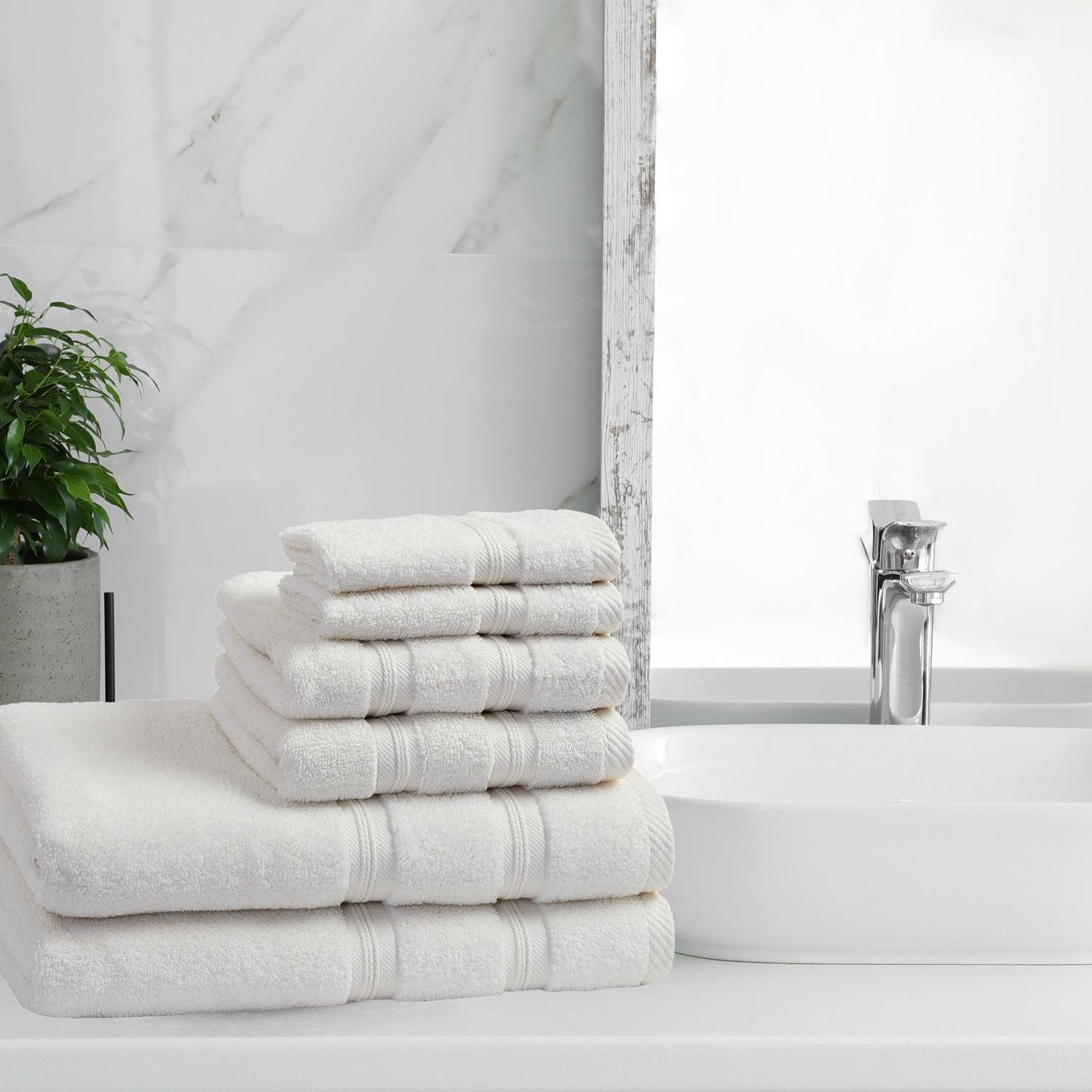 100 Percent Cotton Towel Set, Zero Twist, Soft and Absorbent 6 Piece Set  With 2 Bath Towels, 2 Hand Towels and 2 Washcloths (White) By Lavish Home