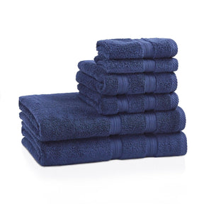Superior Smart Dry Zero Twist Cotton 6-Piece Assorted Towel Set - Navy Blue