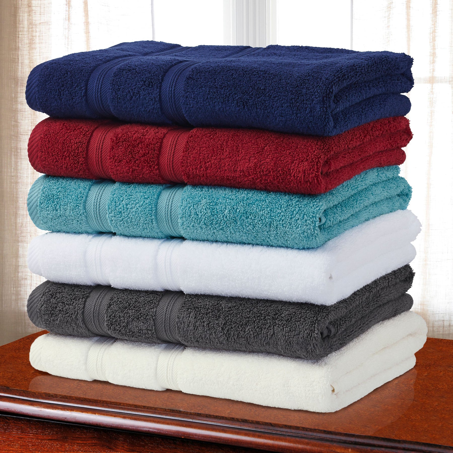  Superior Smart Dry Zero Twist Cotton 6-Piece Assorted Towel Set - Navy Blue