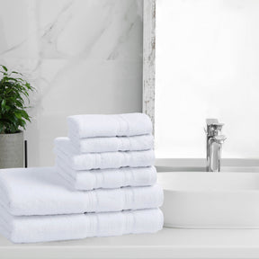 Superior Smart Dry Zero Twist Cotton 6-Piece Assorted Towel Set - White