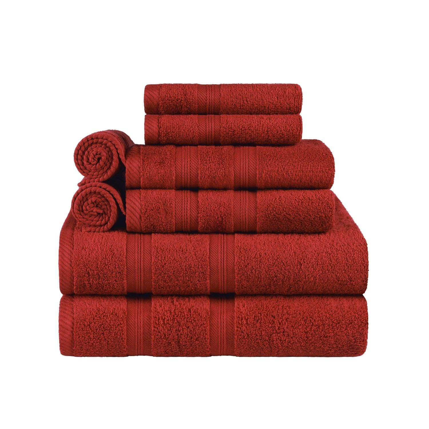 Superior Smart Dry Zero Twist Cotton 8-Piece Assorted Towel Set - Crimson