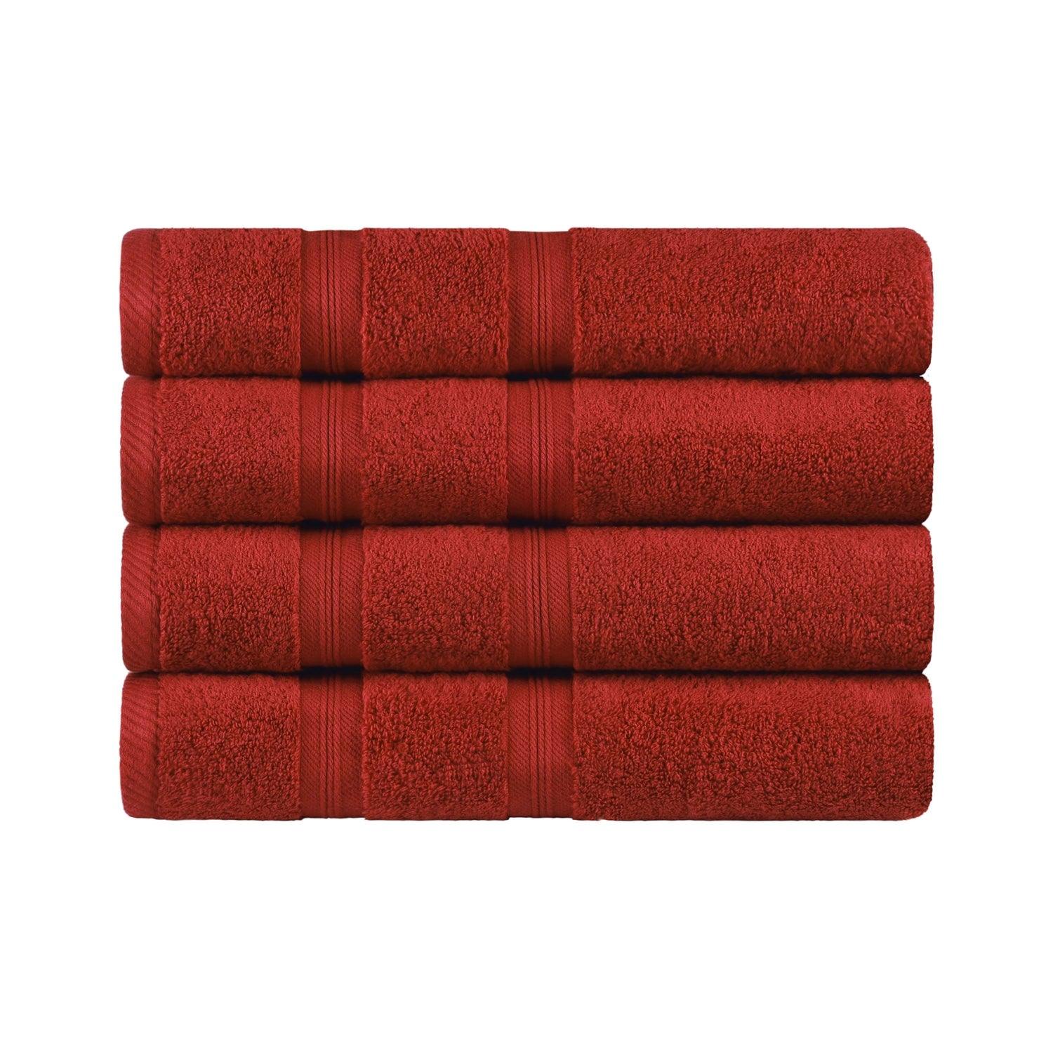 Superior Smart Dry Zero Twist Cotton 4-Piece Bath Towel Set - Crimson