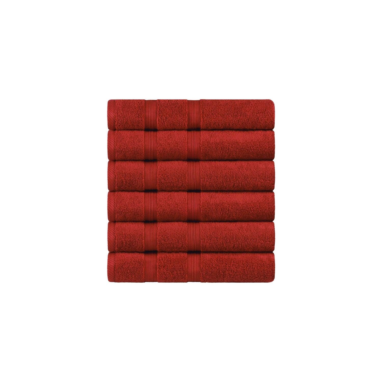 Superior Smart Dry Zero Twist Cotton 6-Piece Hand Towel Set - Crimson