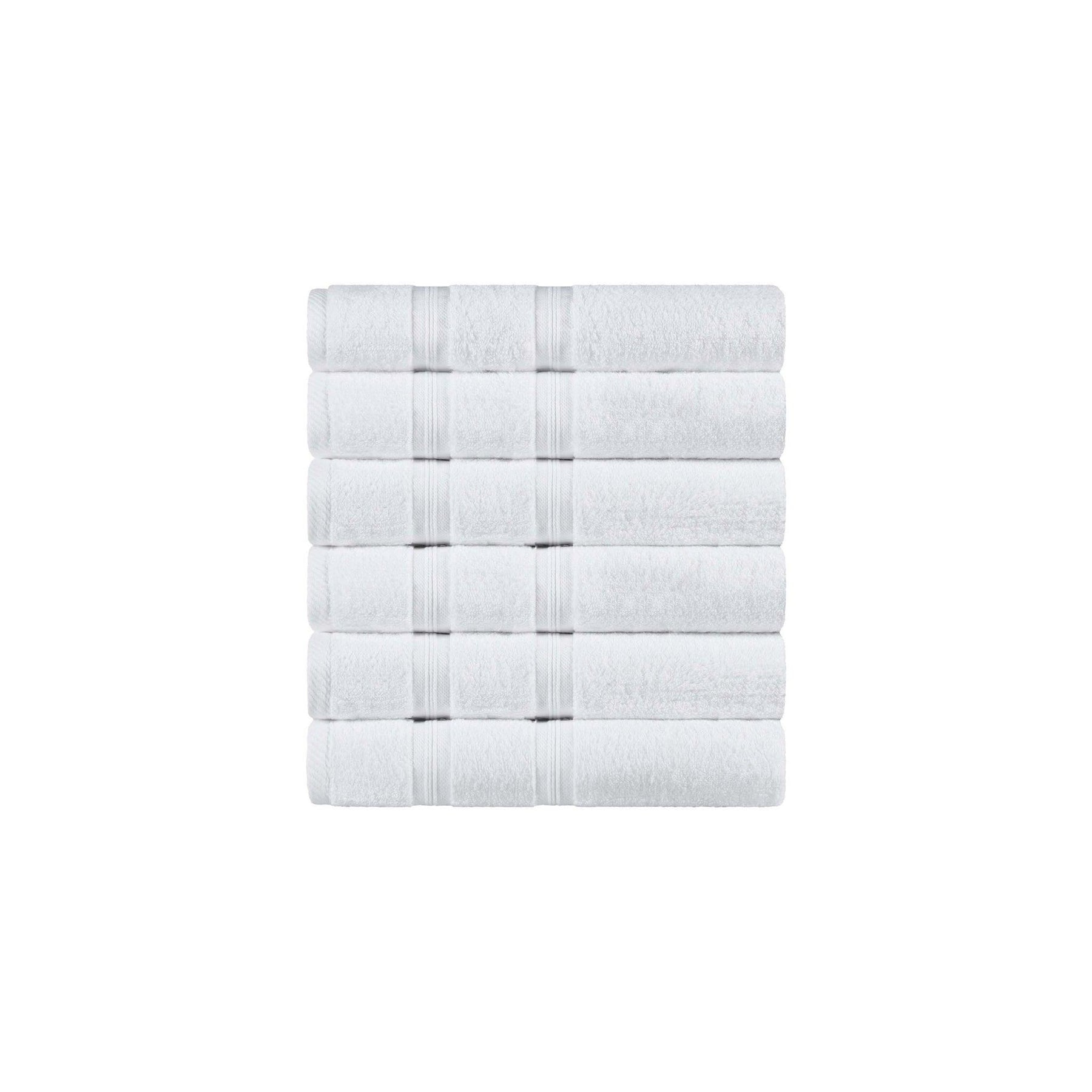  Superior Smart Dry Zero Twist Cotton 6-Piece Hand Towel Set - White