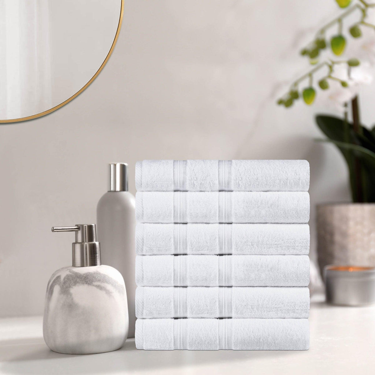 Smart Dry 6 Piece Premium Cotton Plush Hand Towel Set-Towel Set by Superior-Home City Inc