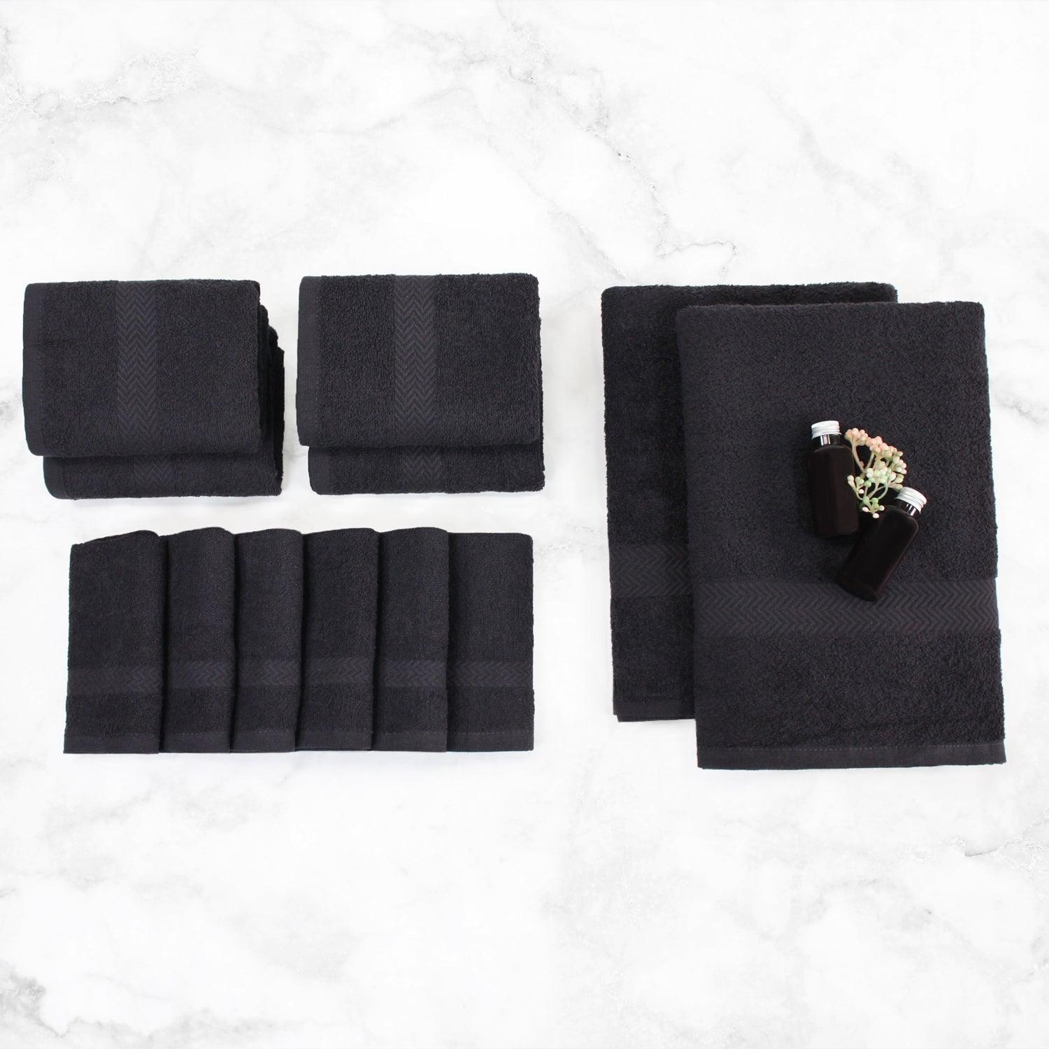 Premium Cotton Assorted Eco-Friendly Towel Set - Black