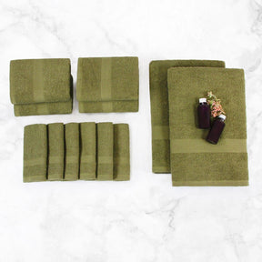 Premium Cotton Assorted Eco-Friendly Towel Set - Forest Green