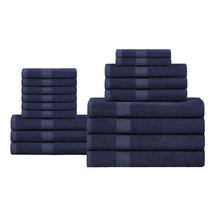 Superior Bath Towels Highly Absorbent Eco-Friendly Soft Cotton 18 Piece Towel Set - Navy Blue