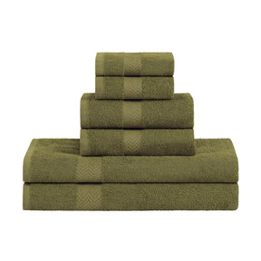 Eco-Friendly 6-Piece Cotton Bath Towel Set - Forest Green