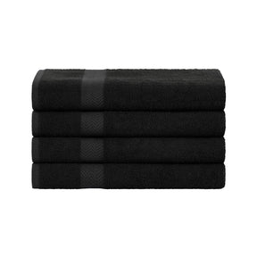 Superior Cotton 4-Piece Bath Towels Set Highly Absorbent Eco-Friendly Quick Dry - Black