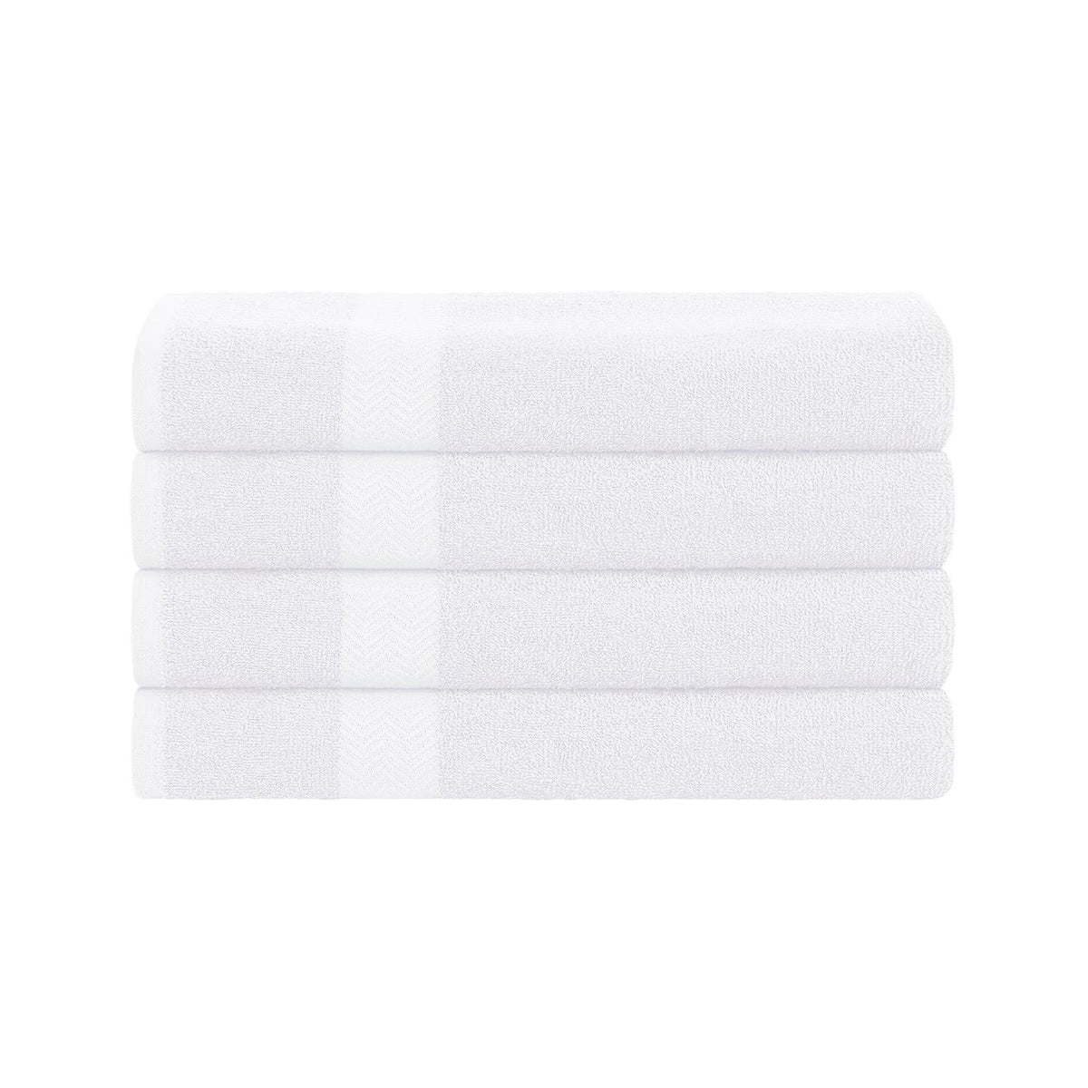 Superior Cotton 4-Piece Bath Towels Set Highly Absorbent Eco-Friendly Quick Dry - White