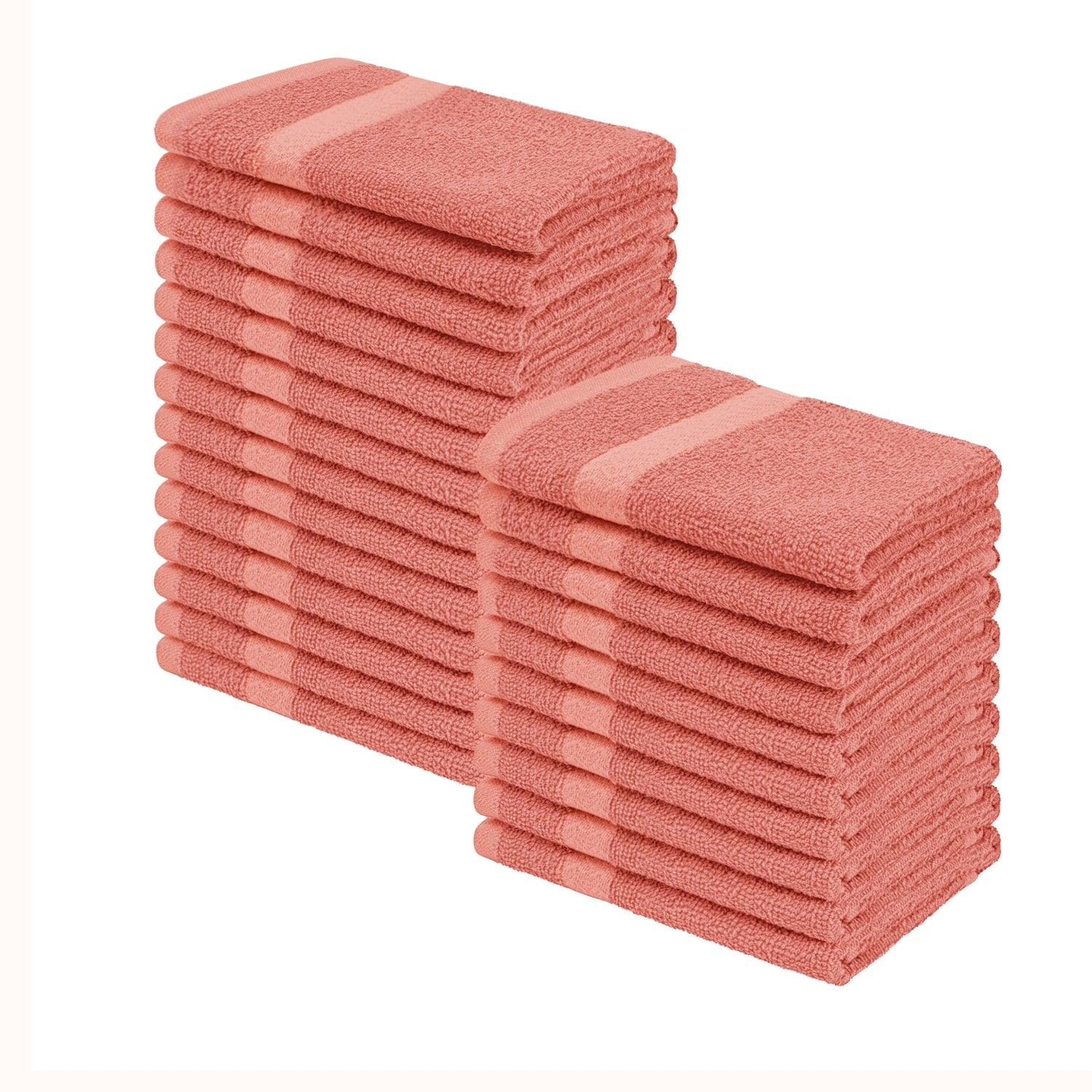 Eco-Friendly Cotton Highly Absorbent 24-Piece Washcloth Set - Coral