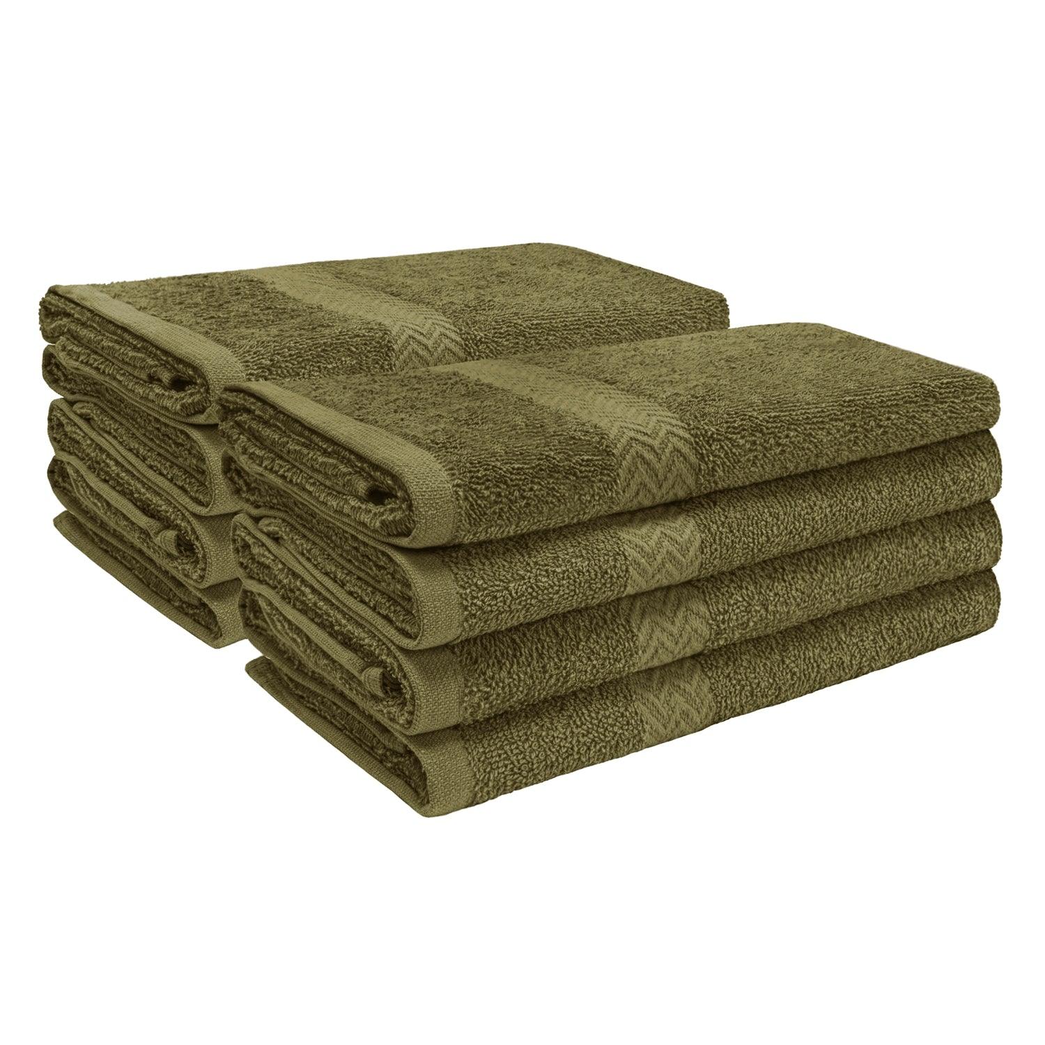 Eco-Friendly Cotton 8-Piece Hand Towel Set - Forest Green