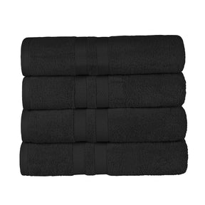 Superior Ultra Soft Cotton Absorbent Solid Bath Towel (Set of 4) -Black
