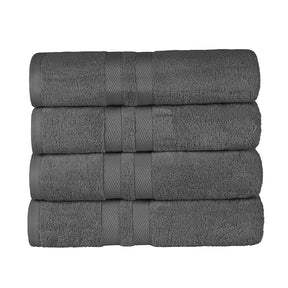 Superior Ultra Soft Cotton Absorbent Solid Bath Towel (Set of 4) - Charcoal
