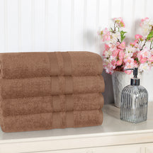 Superior Ultra Soft Cotton Absorbent Solid Bath Towel (Set of 4) - Chocolate