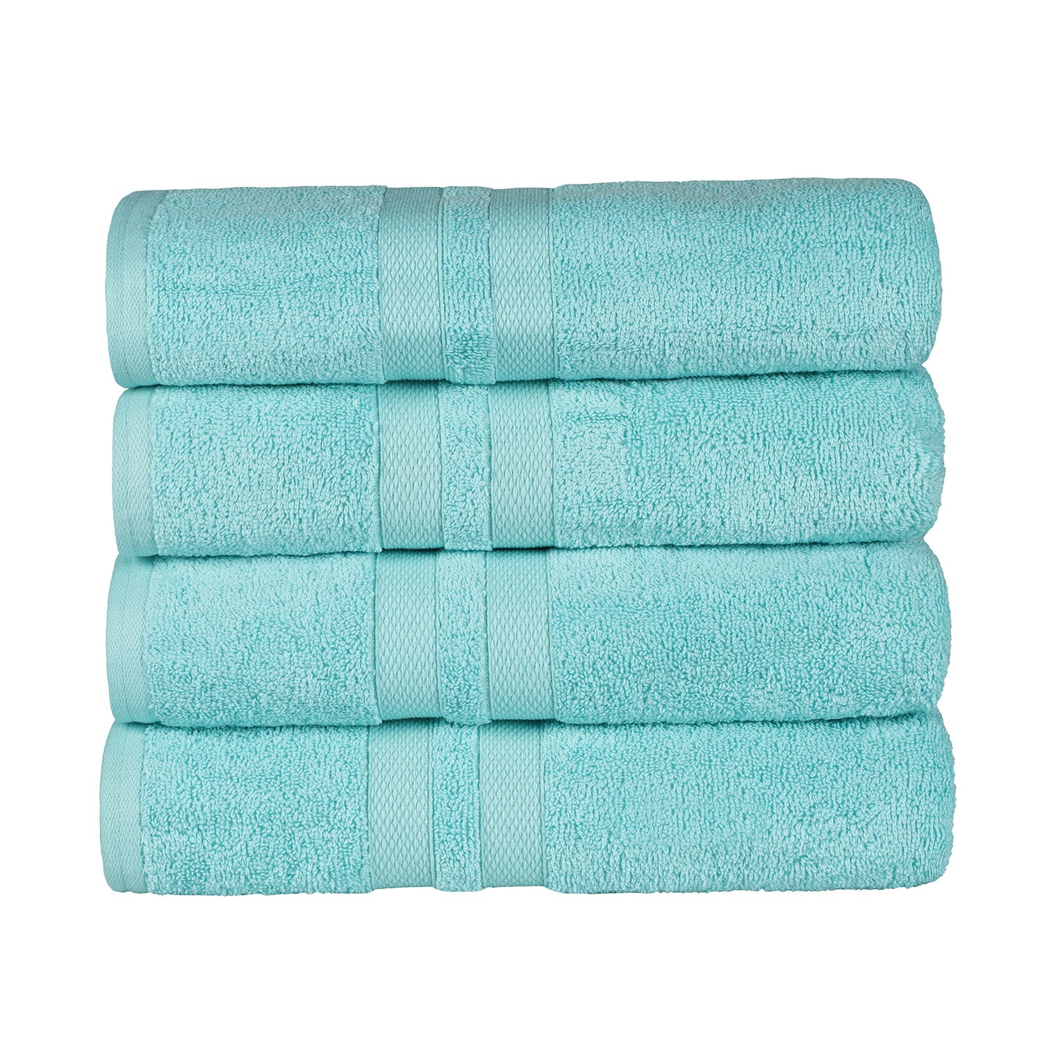 Superior Ultra Soft Cotton Absorbent Solid Bath Towel (Set of 4) -Cyan