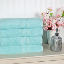 Superior Ultra Soft Cotton Absorbent Solid Bath Towel (Set of 4) - Cyan