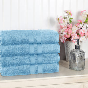 Superior Ultra Soft Cotton Absorbent Solid Bath Towel (Set of 4) - Denium Blue