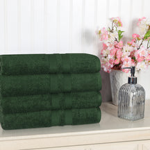 Superior Ultra Soft Cotton Absorbent Solid Bath Towel (Set of 4) - Forest Green
